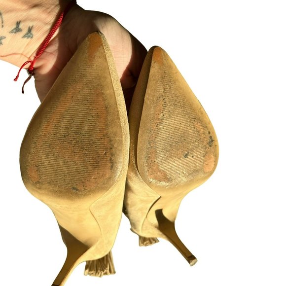 Marc Fisher Classic Suede Pointed Toe Fringe Tie Back Pumps Women's Size 8.5 - Picture 8 of 9